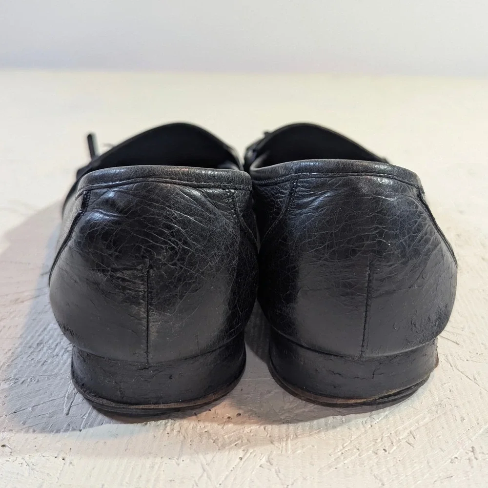 Cole Haan Men Black Leather Fringe Loafers Slip On Made in Italy Size 10M‎ READ